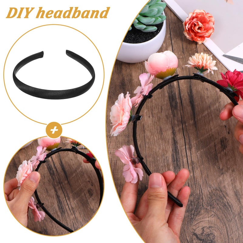 Qulkws 2 Pcs Soft Satin Headband, Black Velvet Padded Headbands, Fashion Elastic Solid Hairband for Women Cosplay Holiday Halloween Crafts Gifts - Image 3